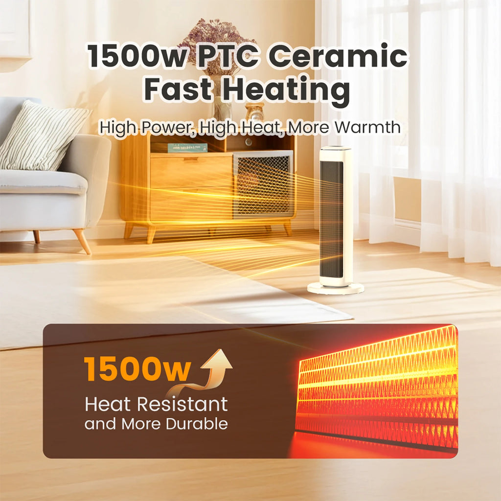 25"  Ceramic Tower Heater for Indoor Use Large Room