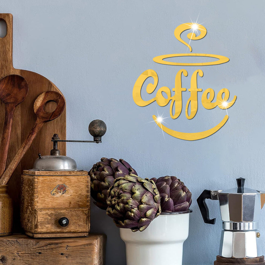 Coffee Themed Mirror Acrylic Wall Stickers