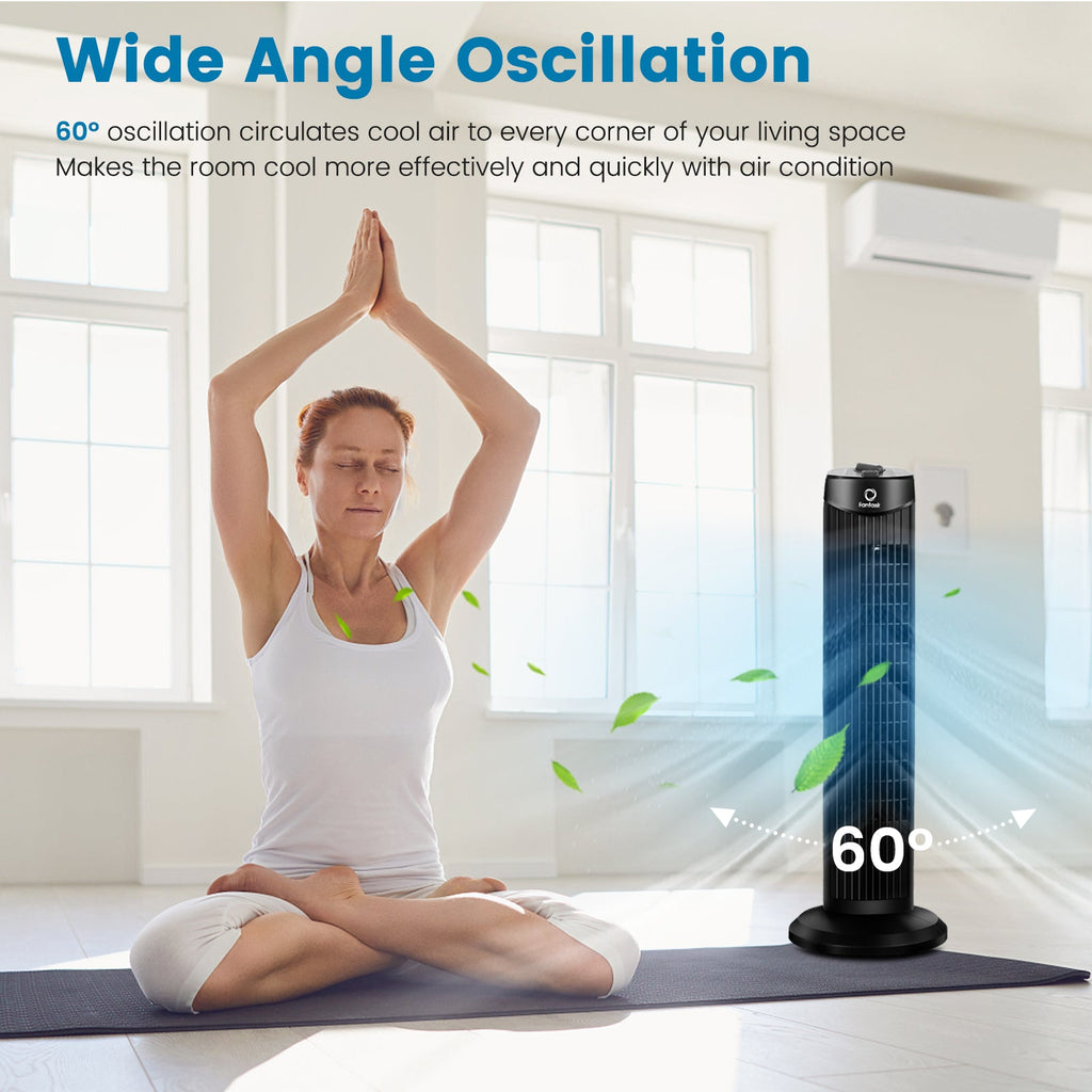 28 Inch Quiet Bladeless Oscillating Tower Fan