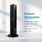 28 Inch Quiet Bladeless Oscillating Tower Fan