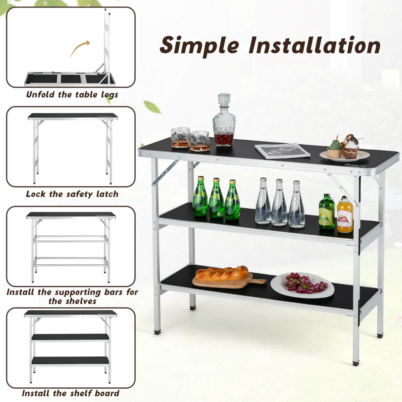 Folding Camping Table with 2-Tier
