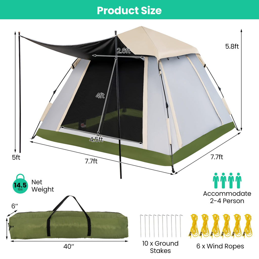 2-4 Person Instant Pop-up Camping Tent