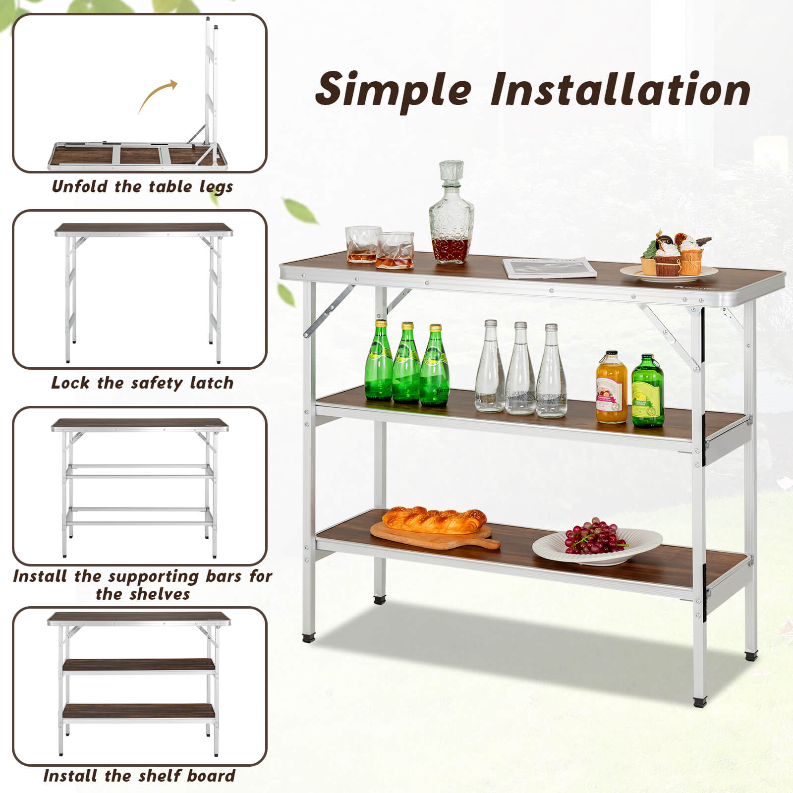 Folding Camping Table with 2-Tier