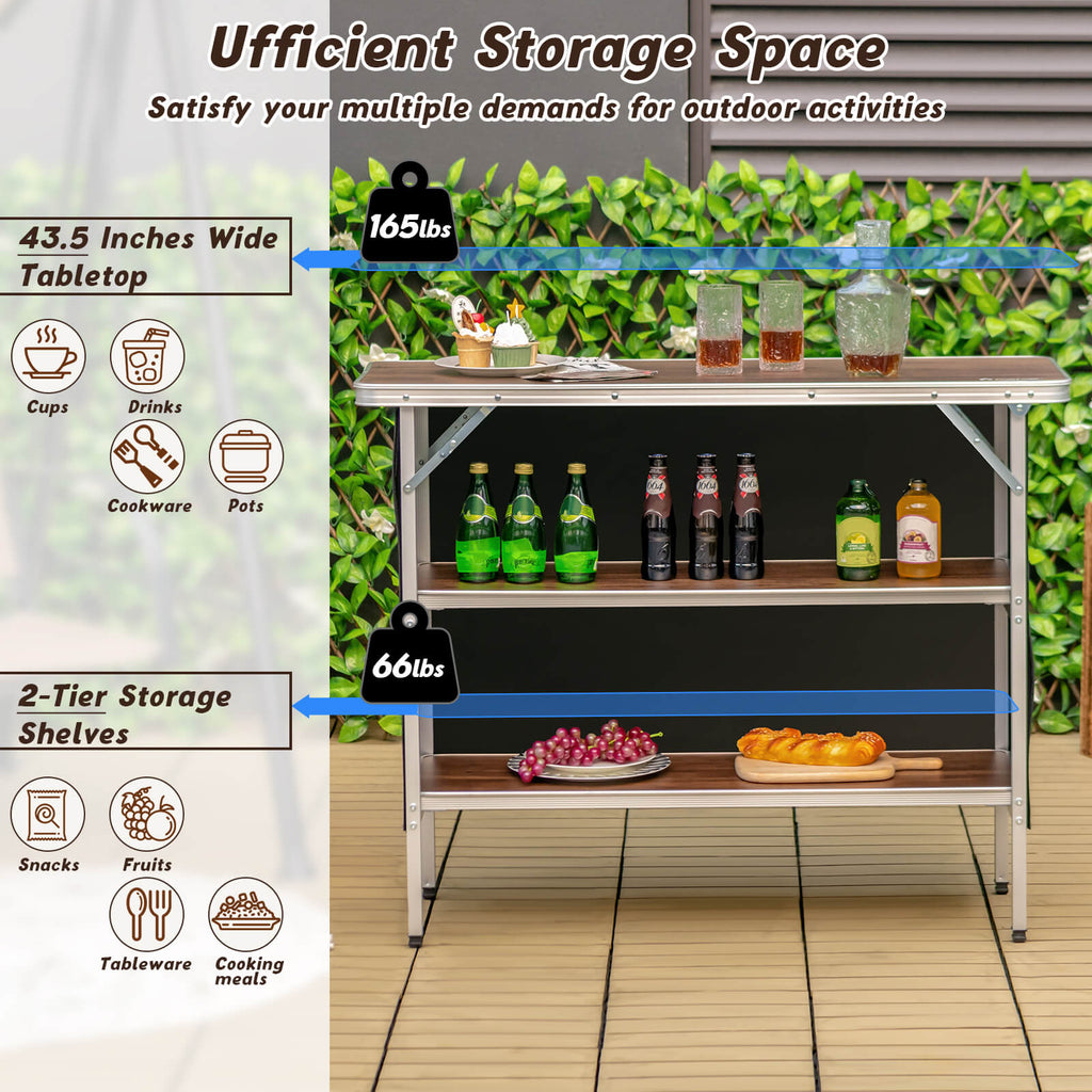 Folding Camping Table with 2-Tier
