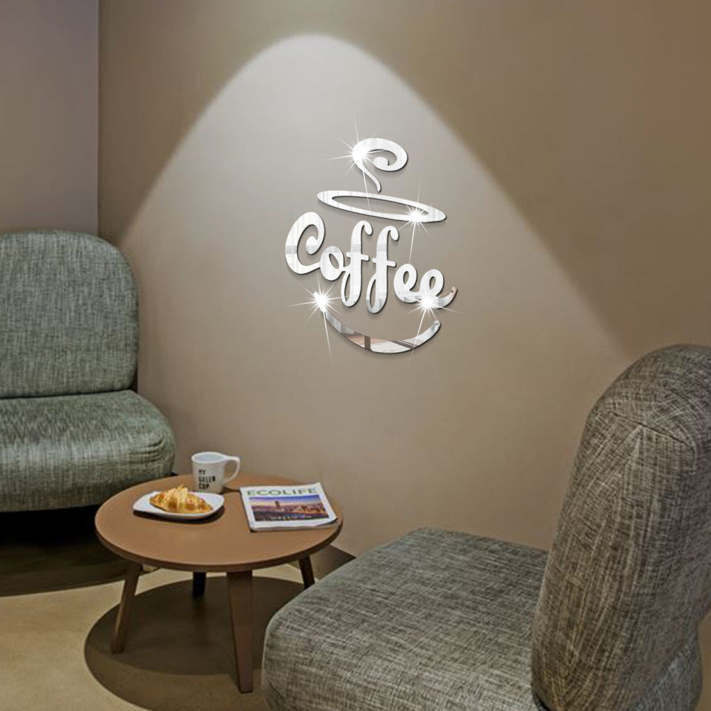 Coffee Themed Mirror Acrylic Wall Stickers
