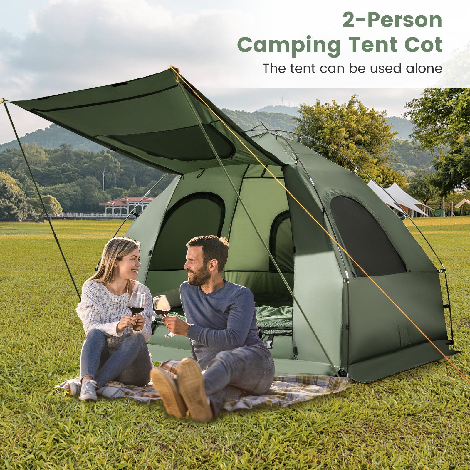 5-in-1 2-Person Foldable Outdoor Camping Tent
