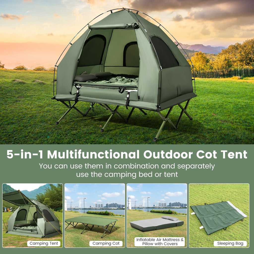 5-in-1 2-Person Foldable Outdoor Camping Tent