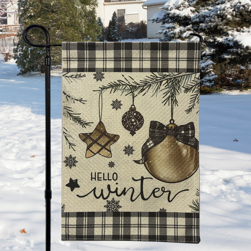 Hello Winter Garden Flag