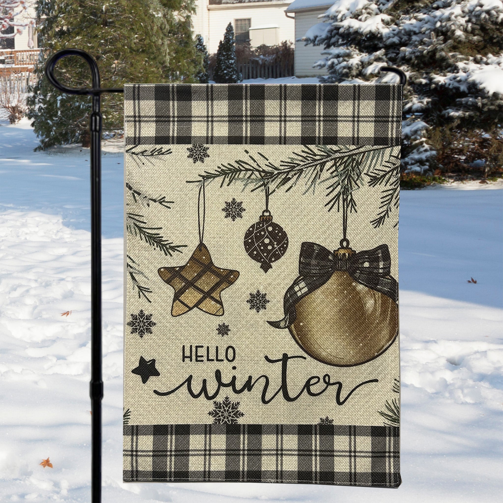 Hello Winter Garden Flag