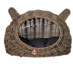 Huntley Pet Wicker Cat Shaped Play House Pet Bed with Cushion
