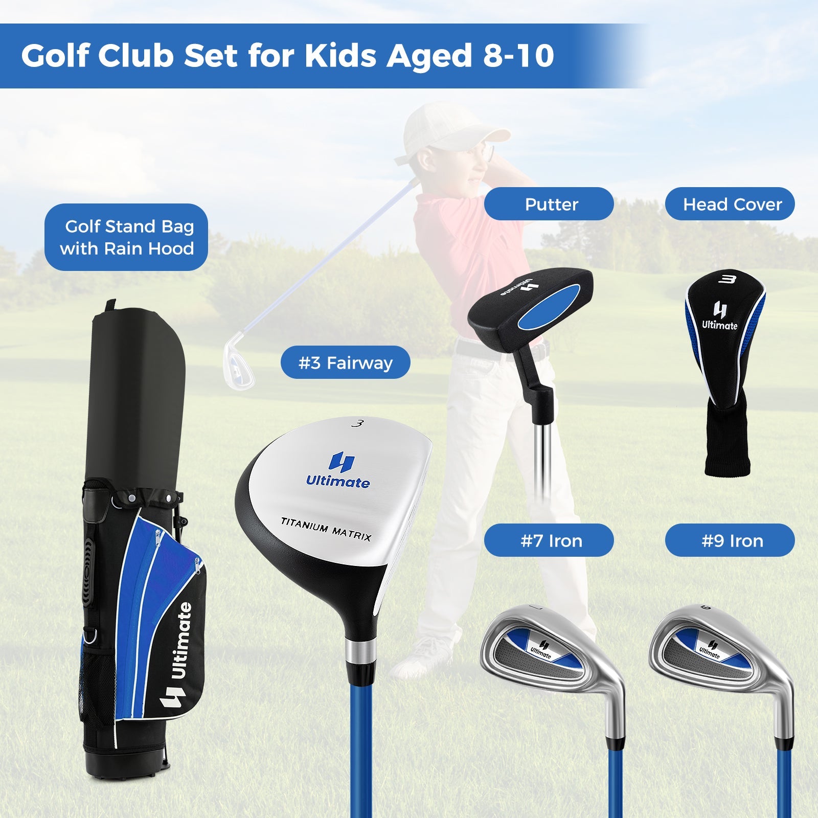 Junior Complete Golf Club Set For Age 8 to 10