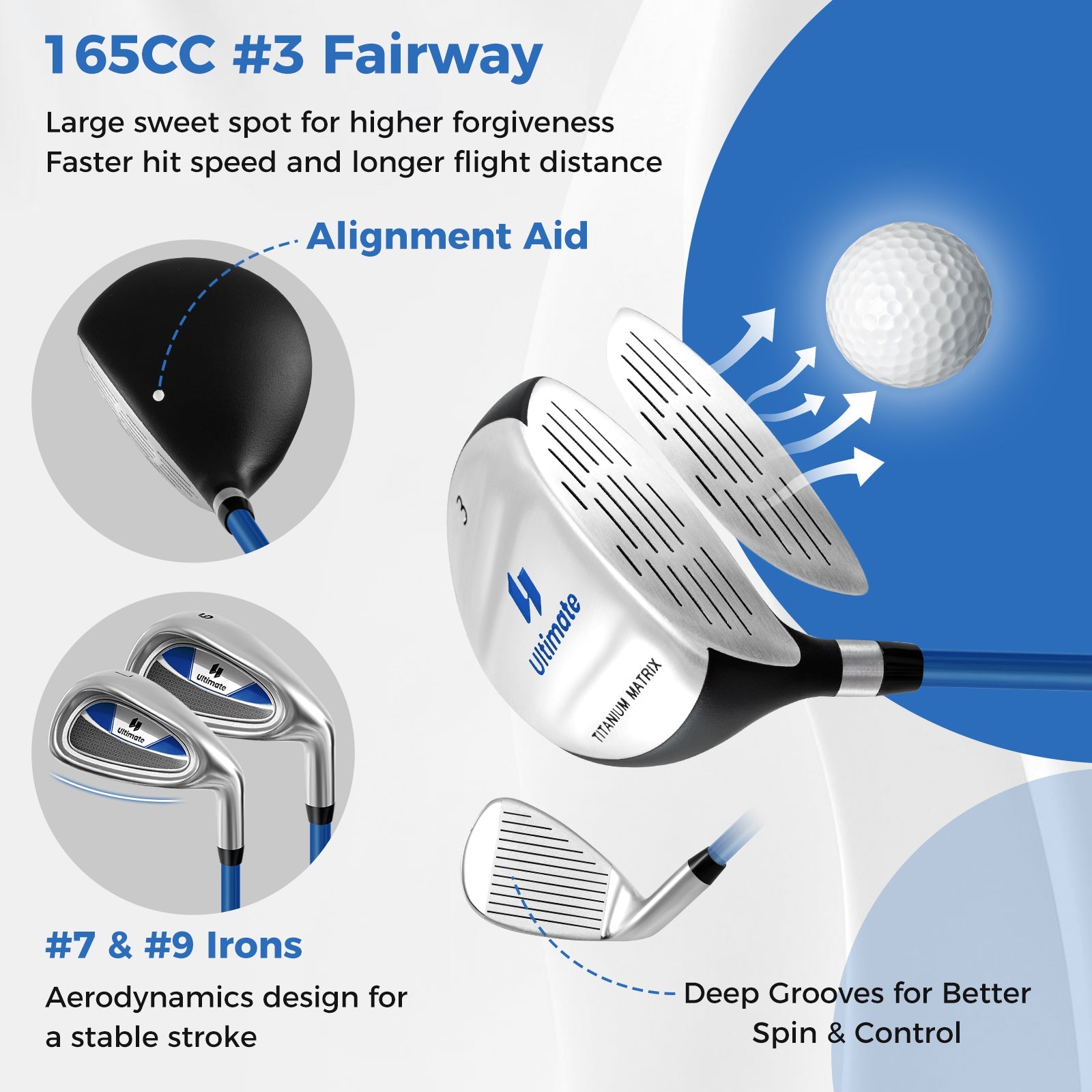 Junior Complete Golf Club Set For Age 8 to 10