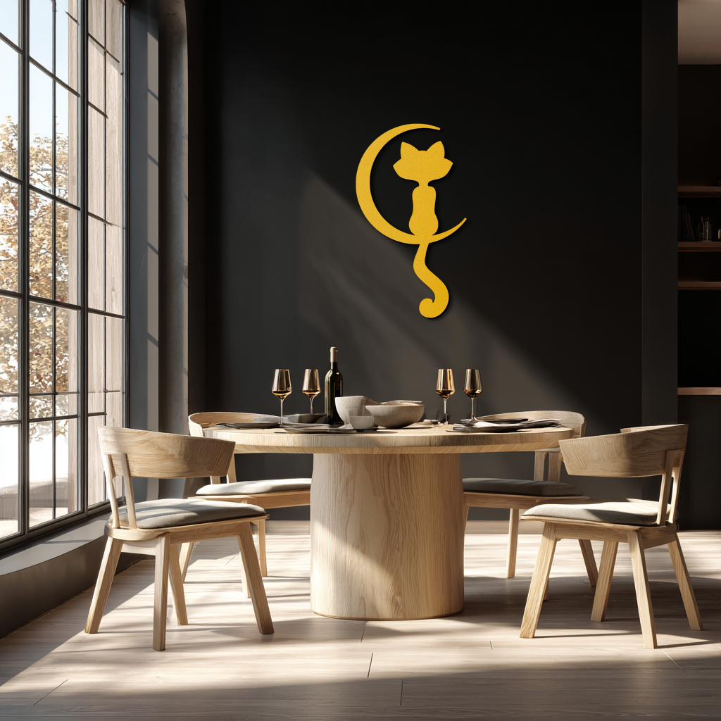 Moonlight Cat Metal Wall Art