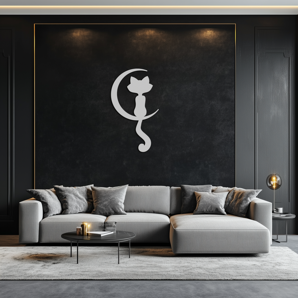 Moonlight Cat Metal Wall Art