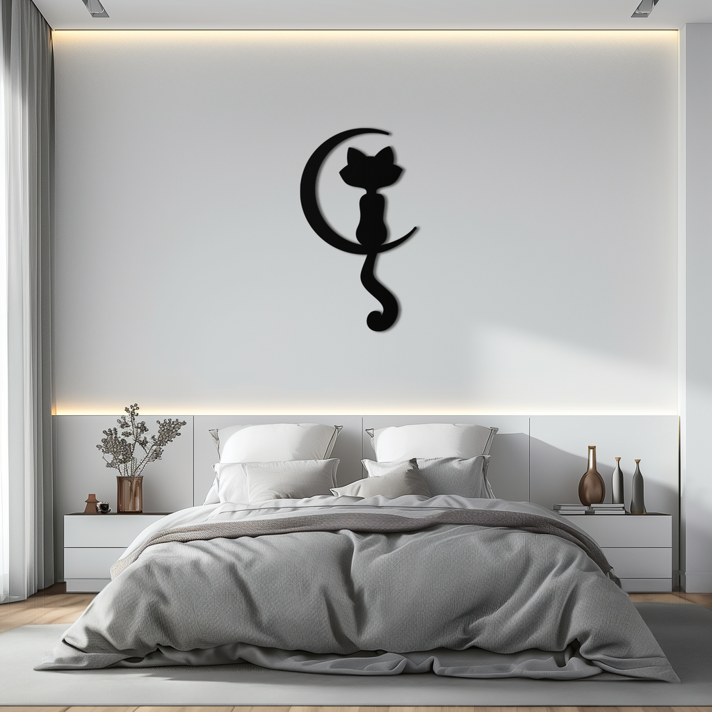 Moonlight Cat Metal Wall Art