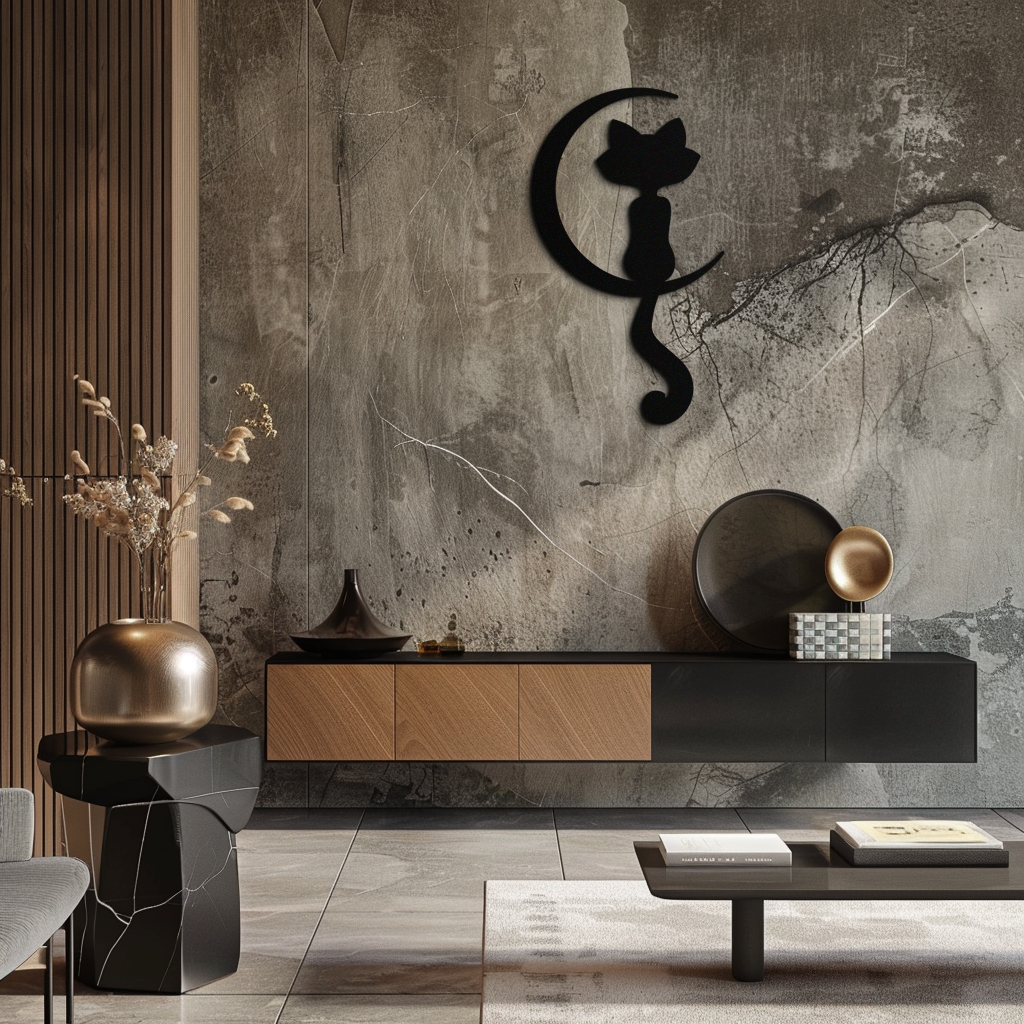 Moonlight Cat Metal Wall Art