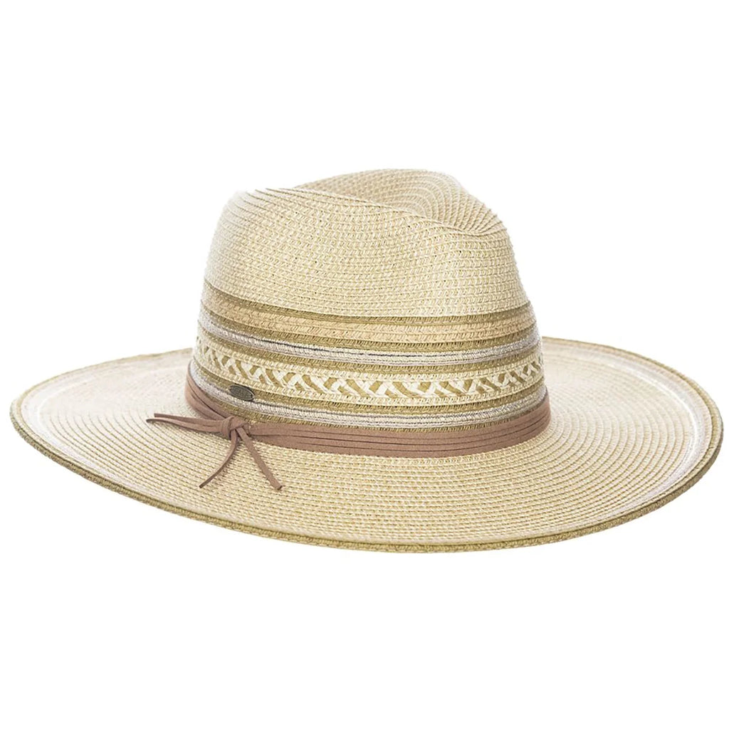 Women's Straw Wide Brim Fedora Hat