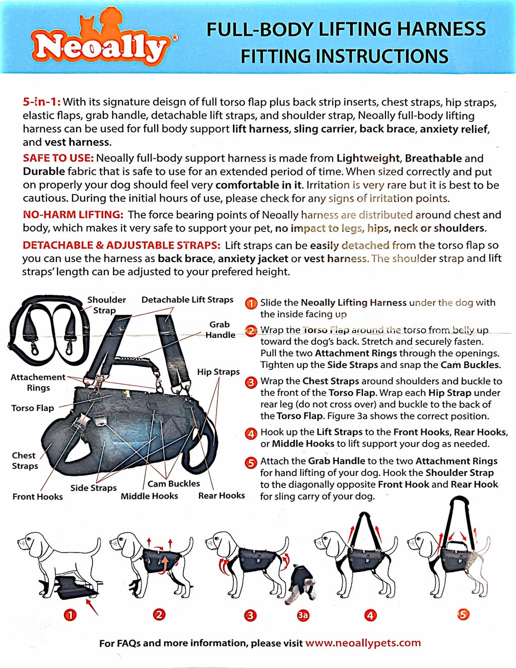 [LIFETIME WARRANTY!]  Dog Lift Harness