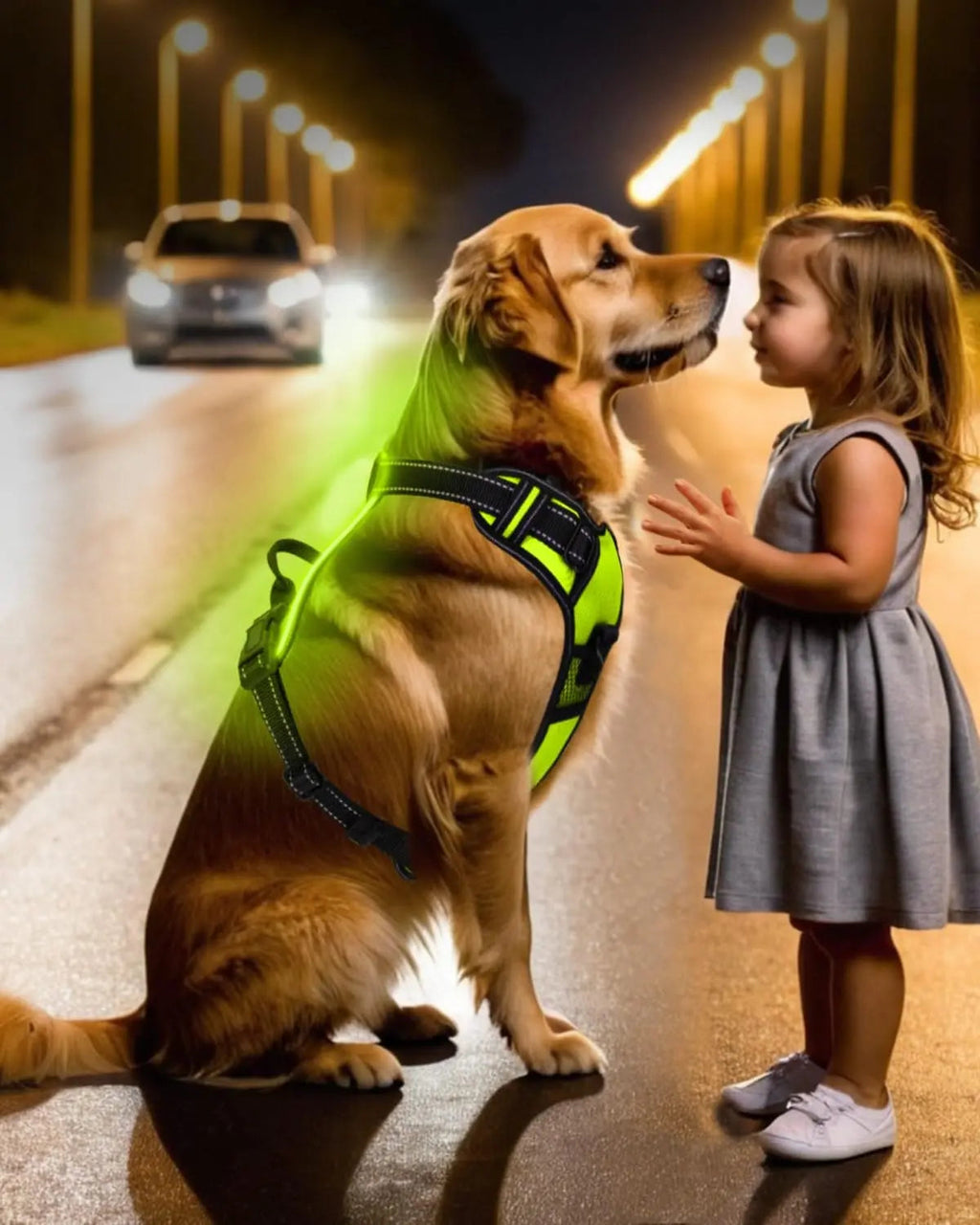 LED Dog Harness for Night Walking - Rechargeable No-Pull Vest for Safety and Comfort