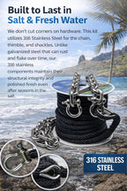 100ft x 3/8 Anchor Line, 5ft (316SS) Chain