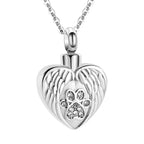 Cremation Angel Wing Heart Pendant