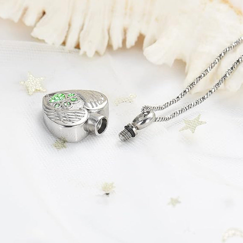 Cremation Angel Wing Heart Pendant