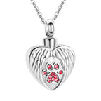 Cremation Angel Wing Heart Pendant
