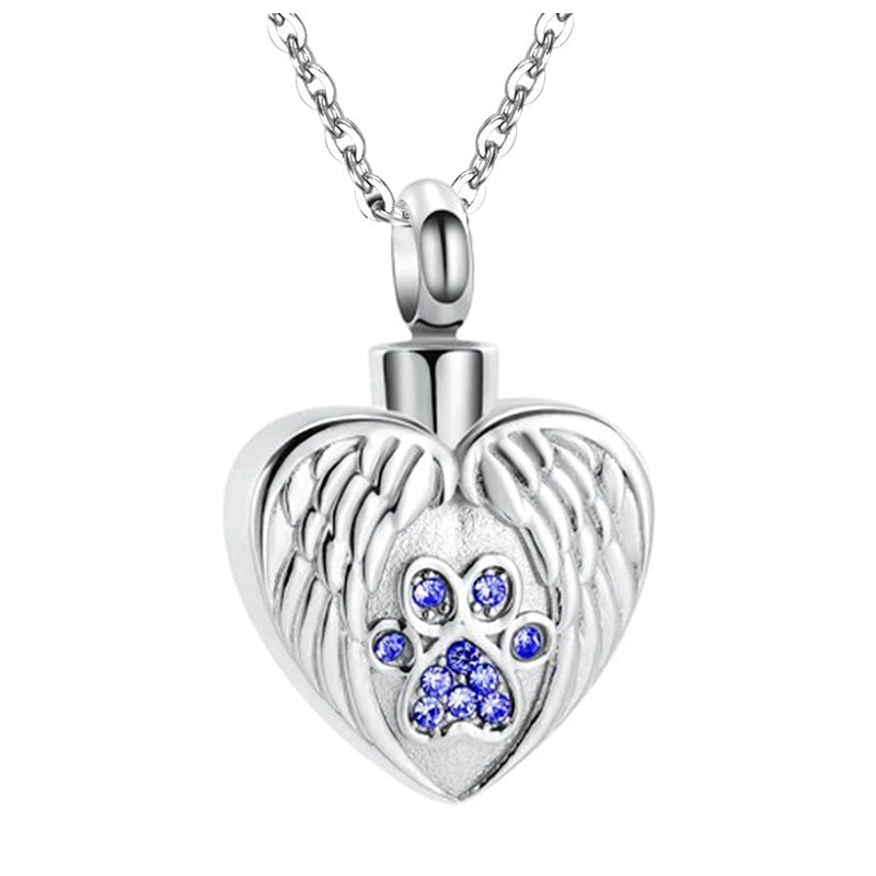 Cremation Angel Wing Heart Pendant