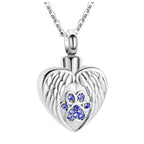 Cremation Angel Wing Heart Pendant