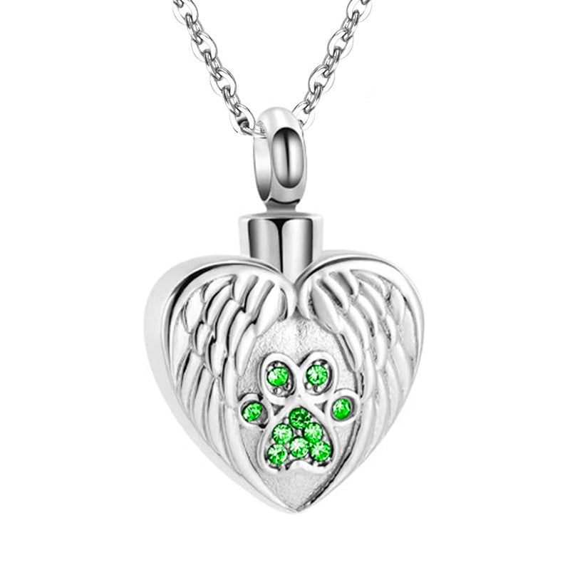 Cremation Angel Wing Heart Pendant