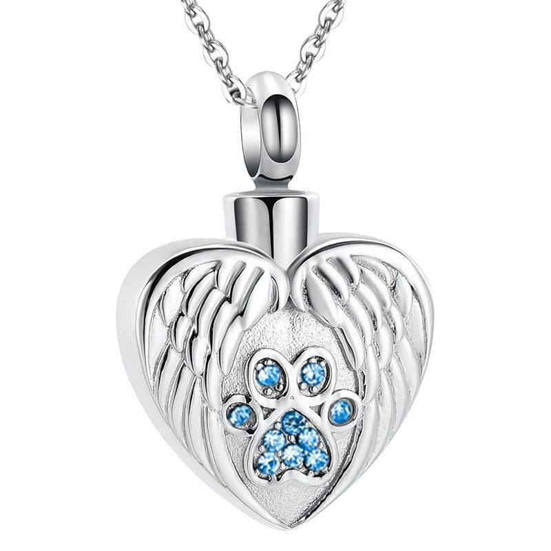 Cremation Angel Wing Heart Pendant