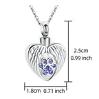 Cremation Angel Wing Heart Pendant