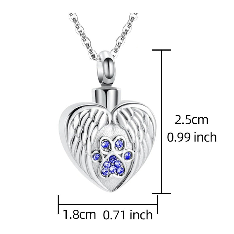 Cremation Angel Wing Heart Pendant