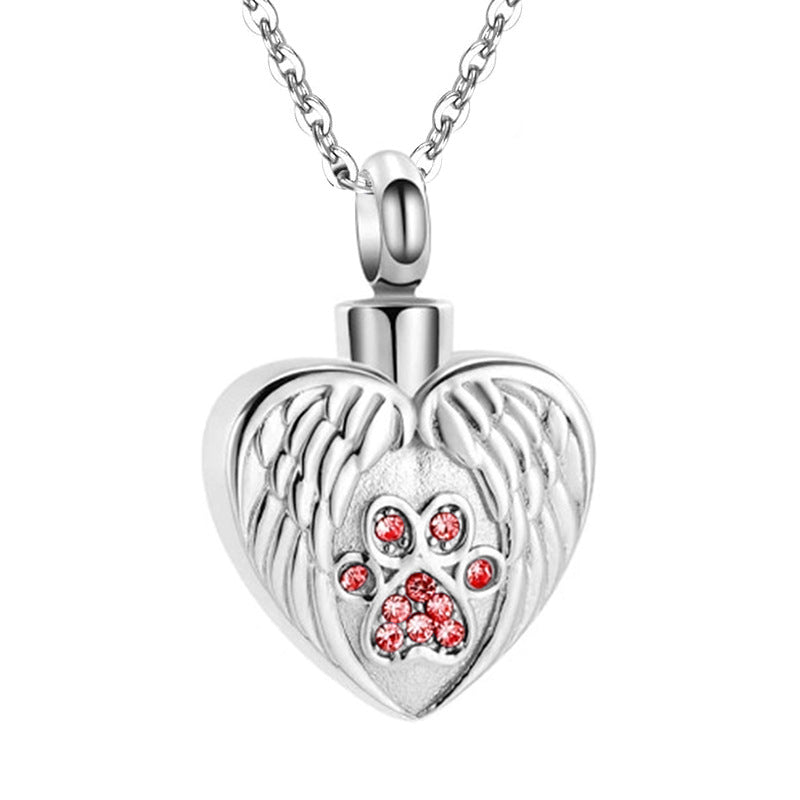 Cremation Angel Wing Heart Pendant