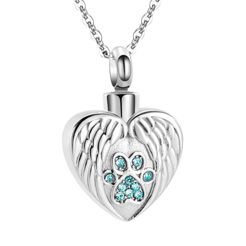 Cremation Angel Wing Heart Pendant