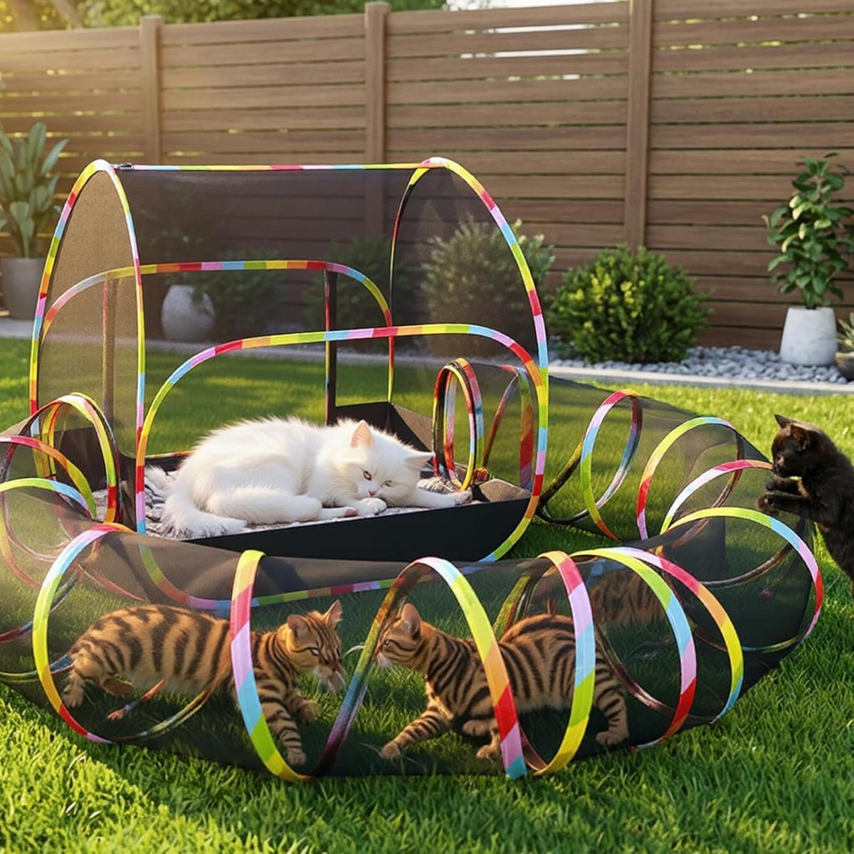 Outdoor Cat Enclosure with 134" Tunnel