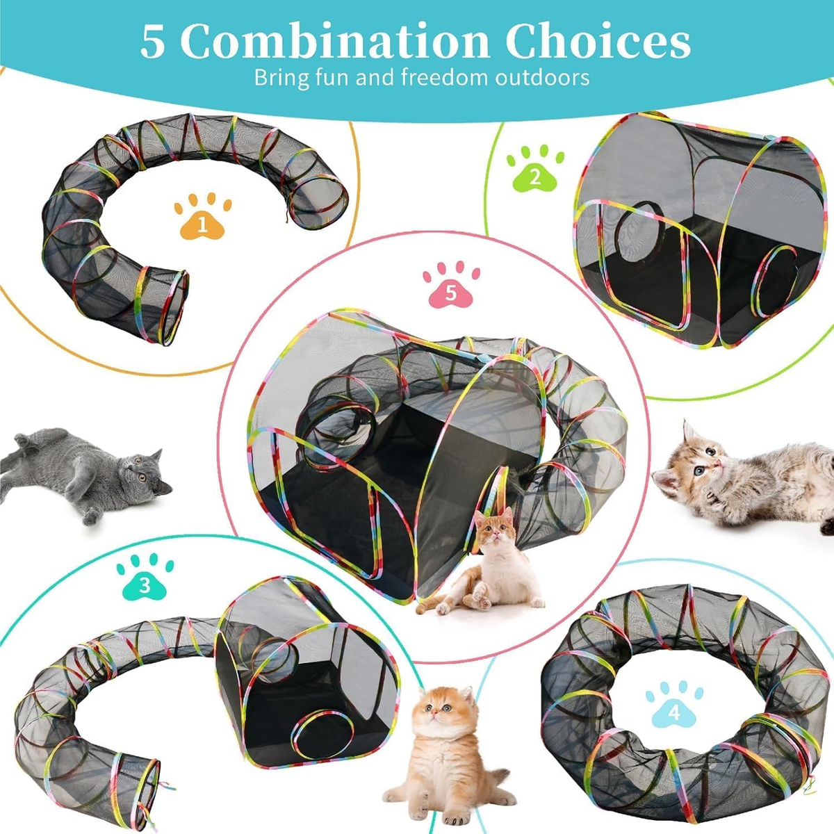 Outdoor Cat Enclosure with 134" Tunnel