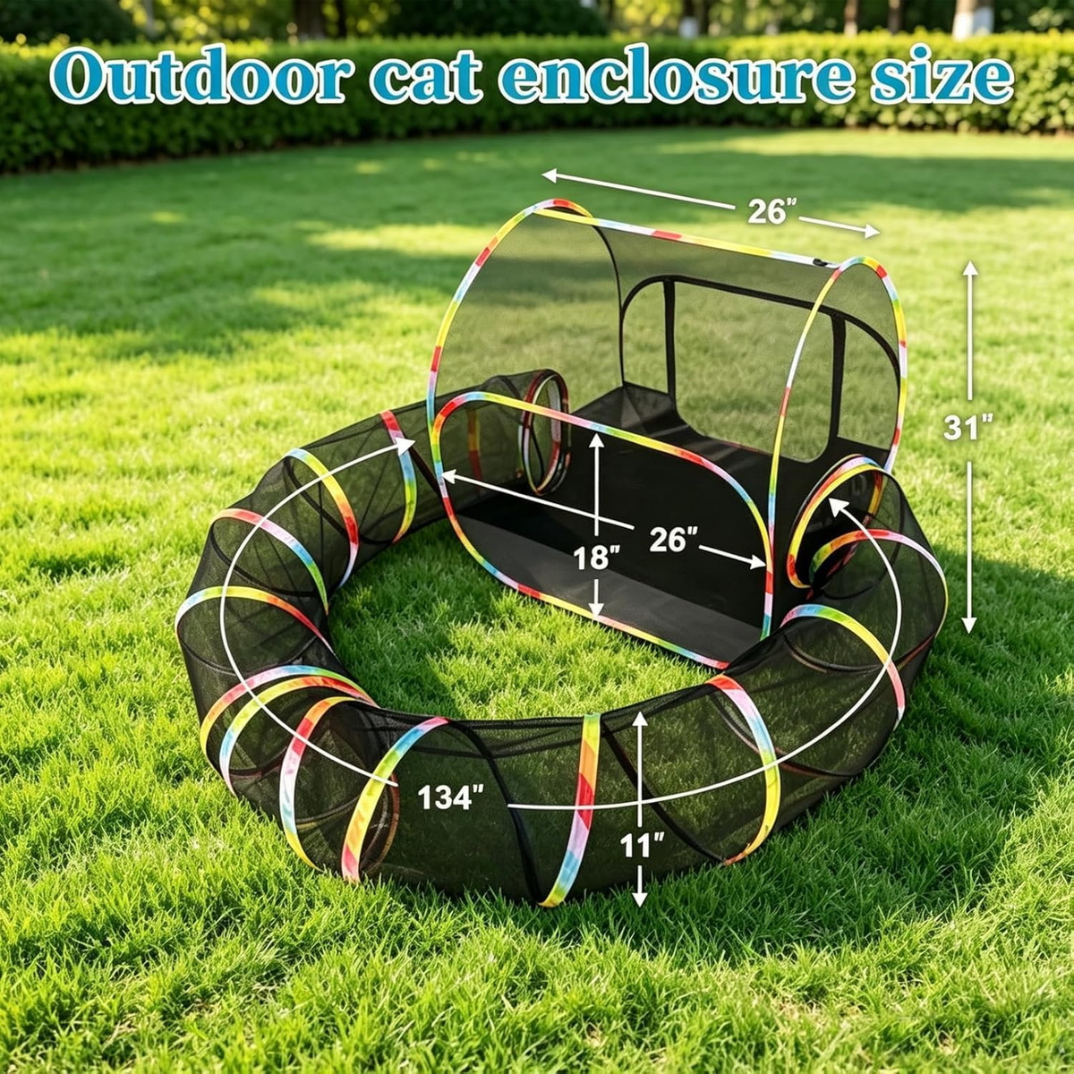 Outdoor Cat Enclosure with 134" Tunnel