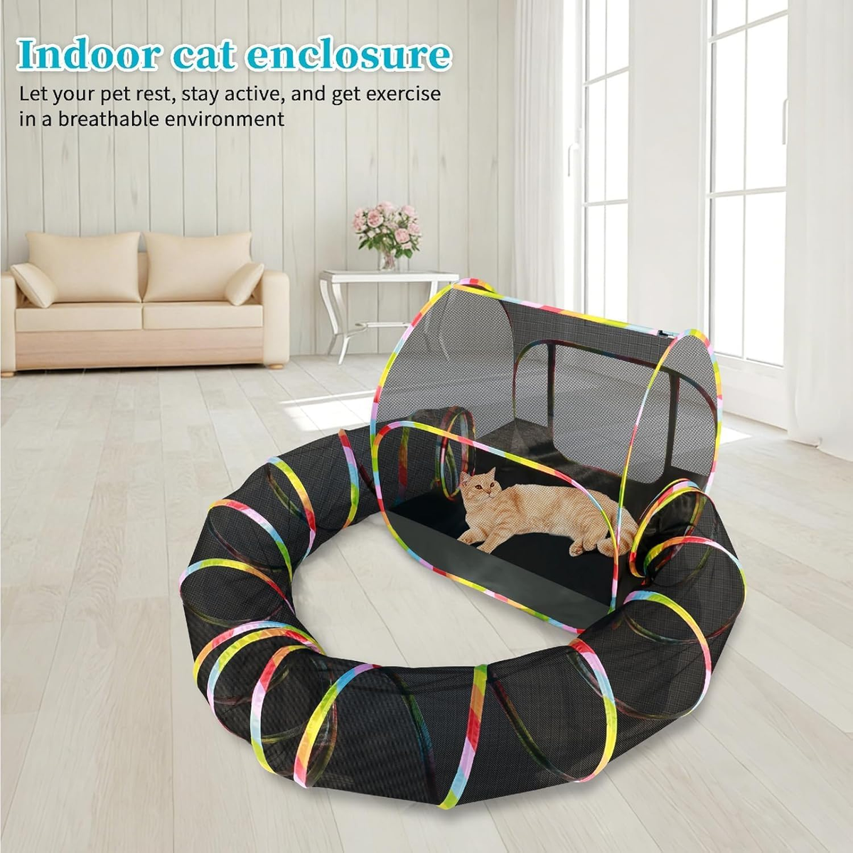 Outdoor Cat Enclosure with 134" Tunnel