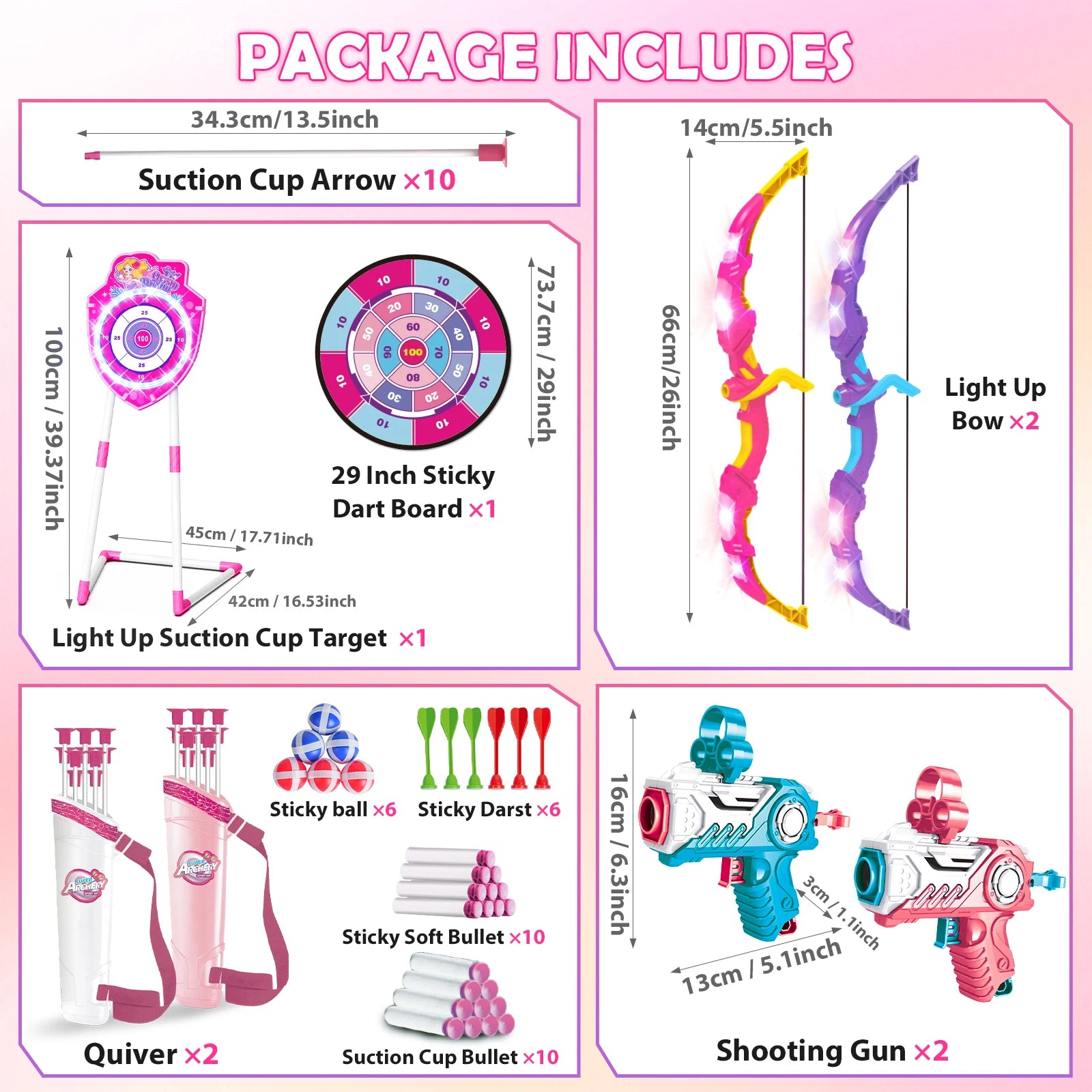Night-Light Bow Arrow Guns Toy For Girls