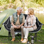 Double Camping Chair Folding Loveseat Chair with Cup Holder and Carry Bag Portable Camping Bench Padded Lawn Chairs for Adults