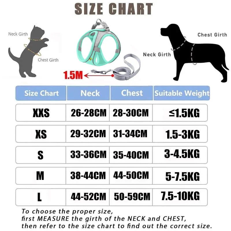 Dog Cat Harness/Vest Reflective Breathable Adjustable