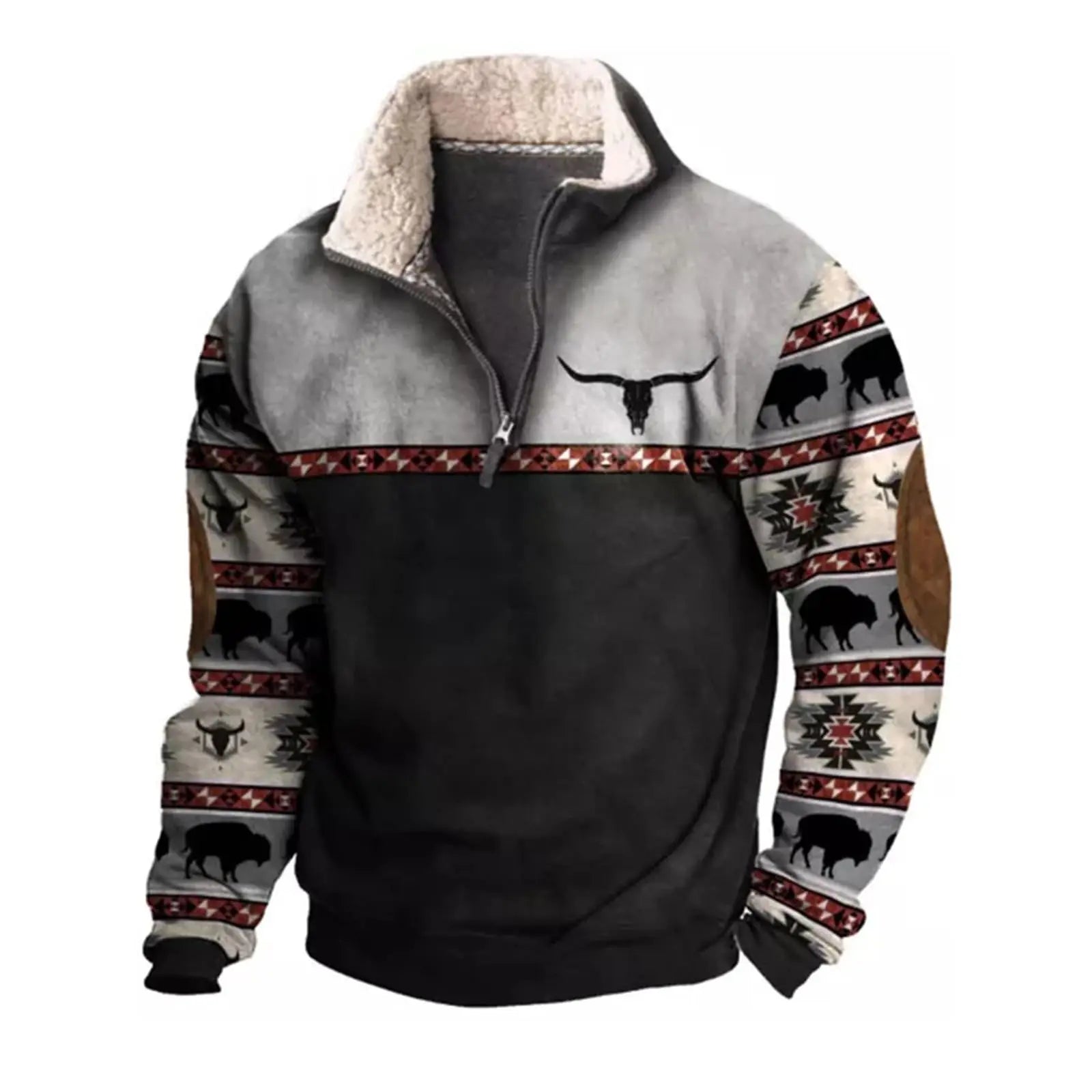 Mens Western Aztec Fleece Pullover
