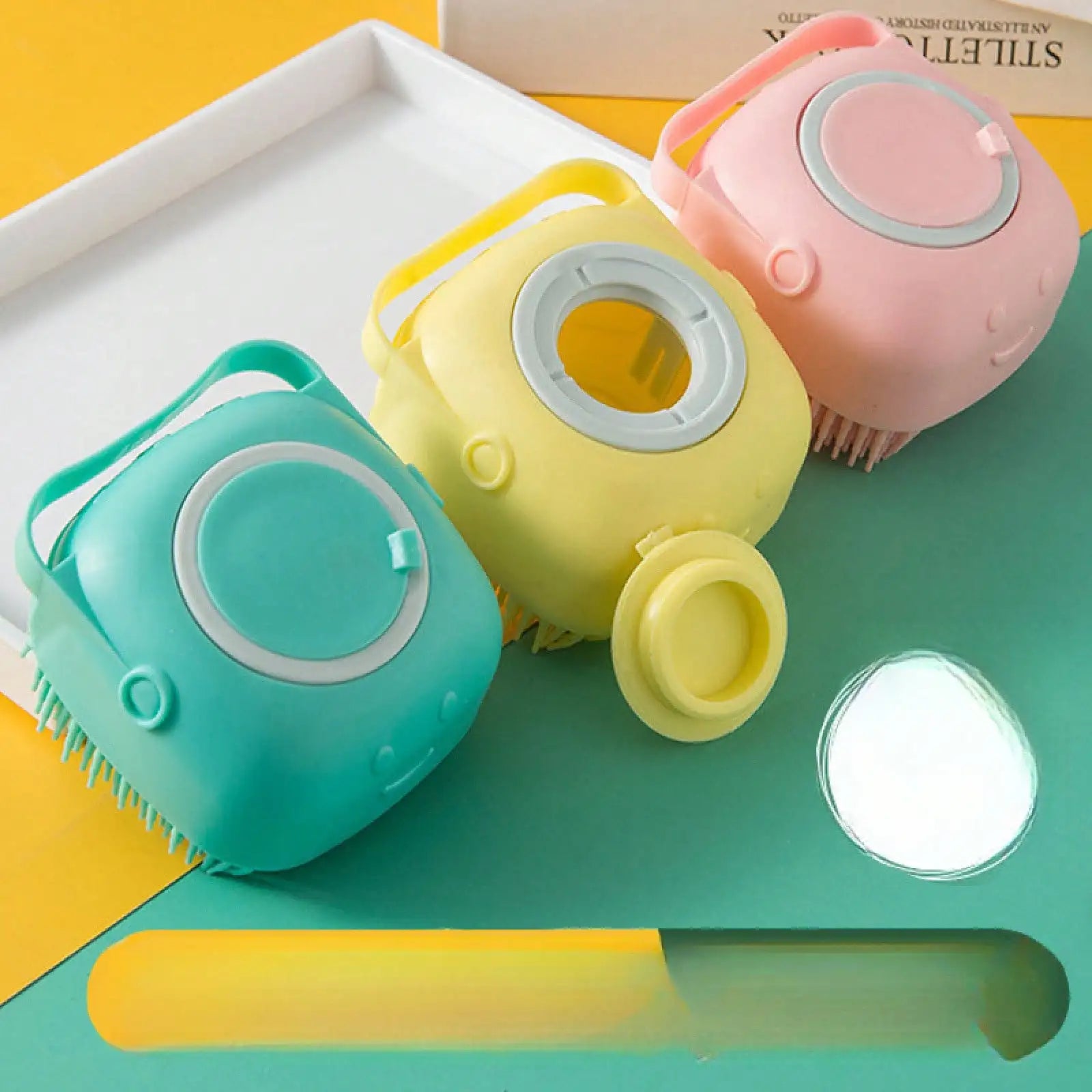 Dog, Cat Shampoo Massage Shower Brush with Dispenser