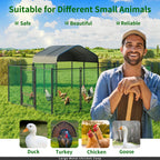 Chicken Coop Pen Metal with Cover Portable