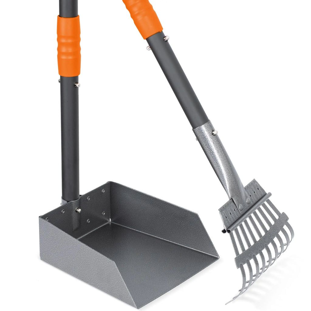 Pet Waste Removal Scoop Tray and Rake Set,