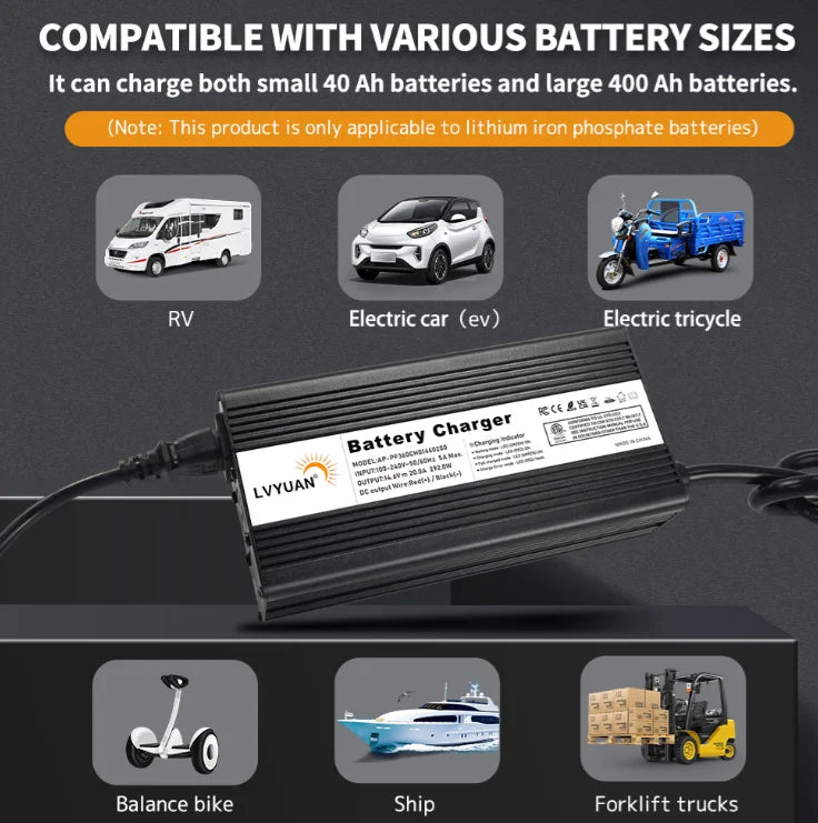Auto DC12V 24V Battery Charger Smart LCD Display