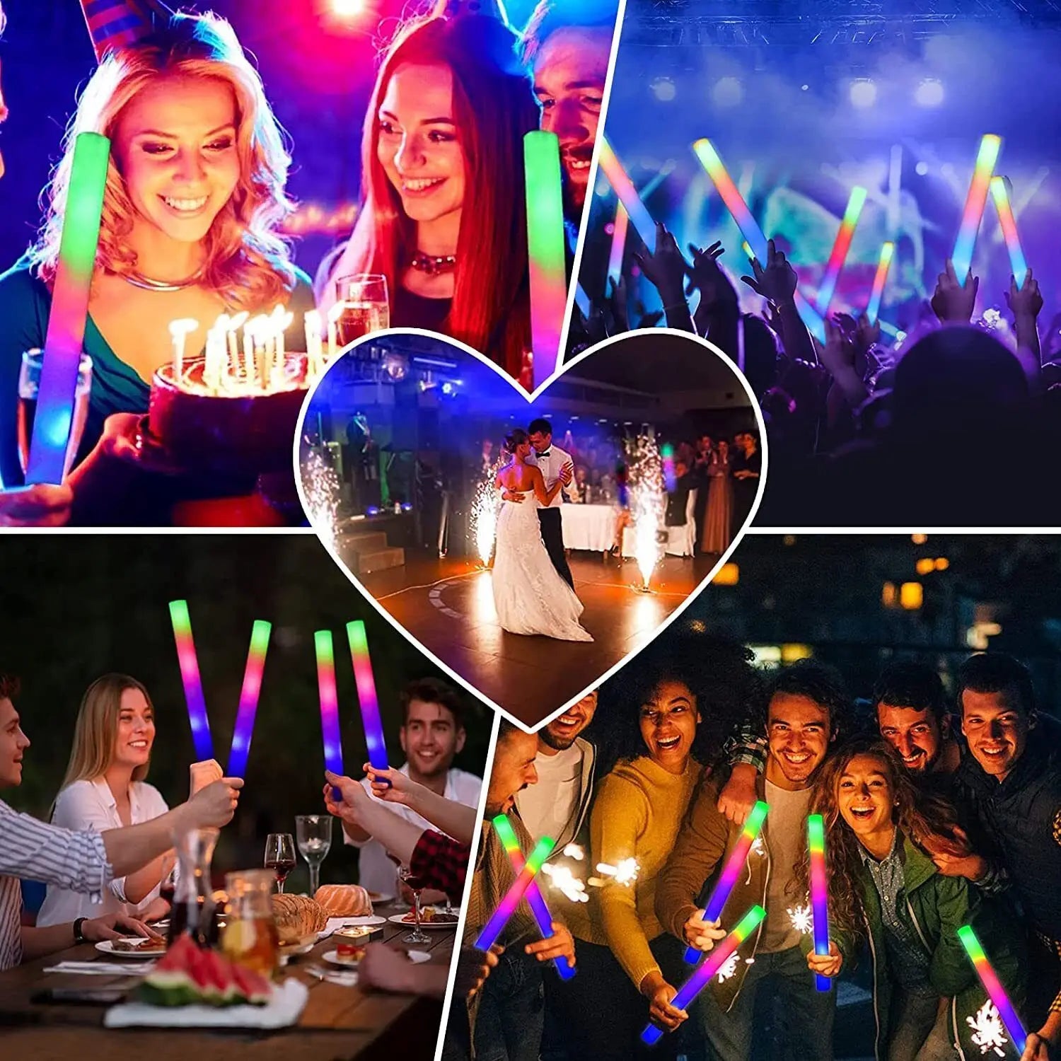 110pcs LED Foam Glow Sticks Glow Party Supply