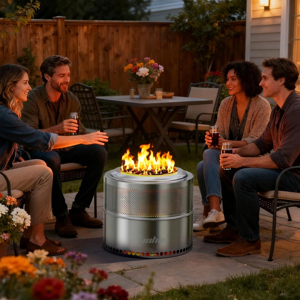 19 Inch Smokeless Fire Pit for Outdoor Wood Burning,