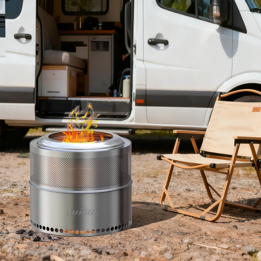 19 Inch Smokeless Fire Pit for Outdoor Wood Burning,